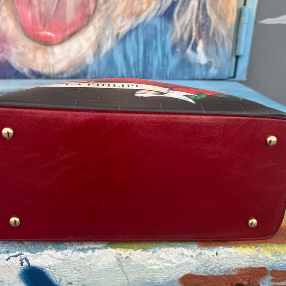 La Philipe design in miami lip rhinestone new with tag brown purse tote clutch - Picture 5 of 13